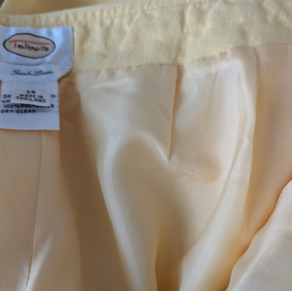 VTG Talbots Irish Linen Butter Yellow Minimalist Classic Crop Style Pants 14 - Picture 7 of 13